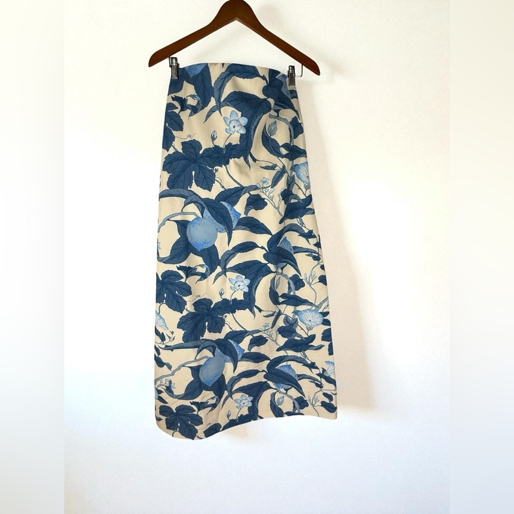 Tuckernuck Blue and Cream Strapless Dress